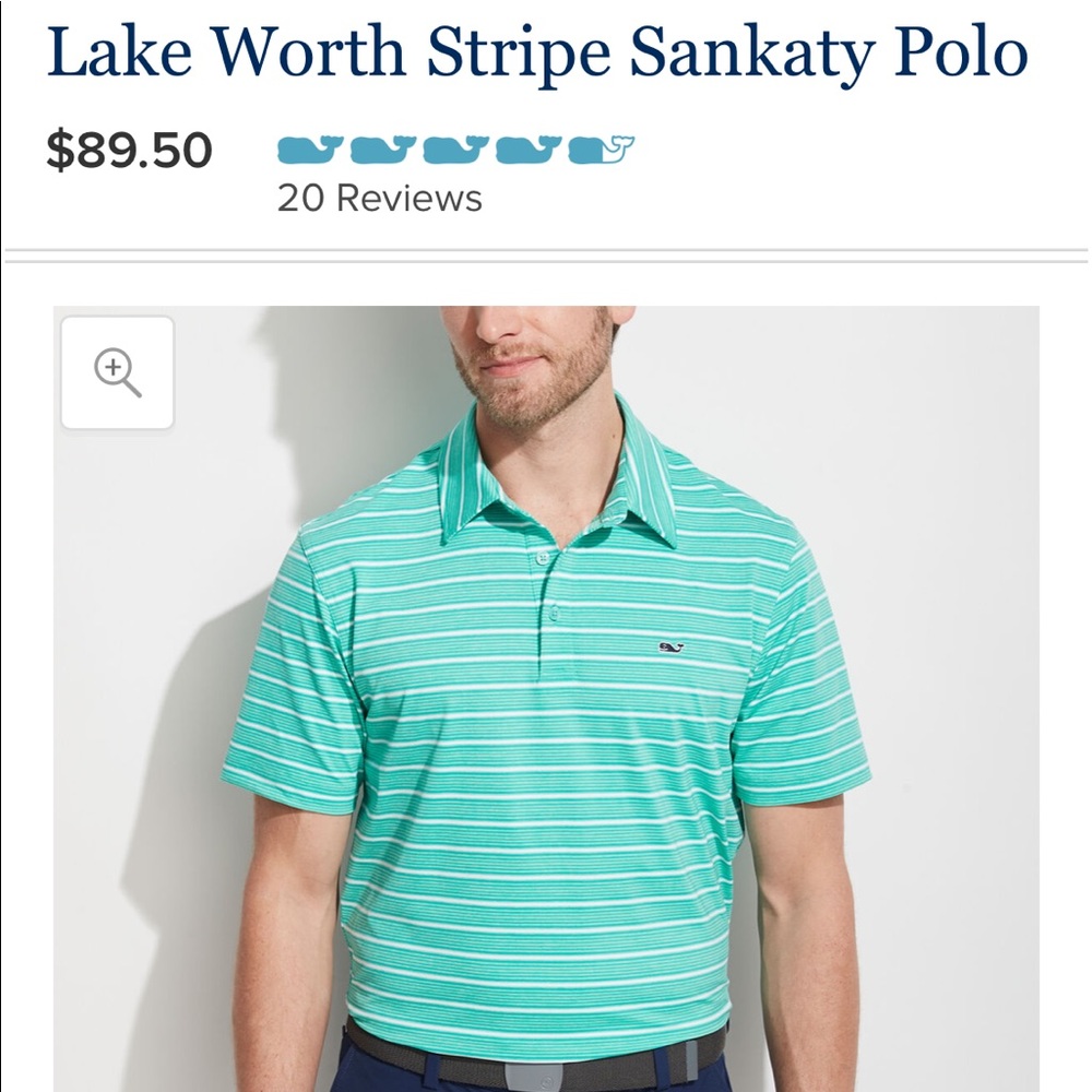 NWT Lake Worth Stripe Sankaty Polo, XL, Aqua
